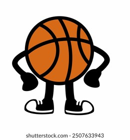 A vibrant "Basketball Ball Mascot Character 10" in cartoon vector style, perfect for sports branding, team logos, and promotions, adding a fun and dynamic touch to any design.