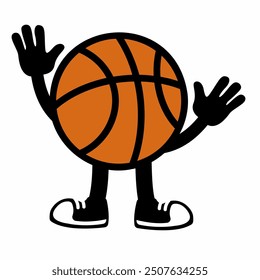 A vibrant "Basketball Ball Mascot Character 14" in cartoon vector style, perfect for sports branding, team logos, and promotions, adding a fun and dynamic touch to any design.