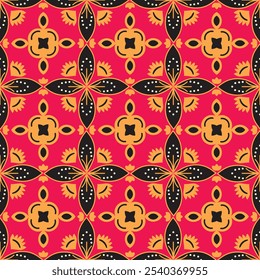 A vibrant batik design combining colorful, abstract flower petals with an escalated Kawung motif. This vintage-inspired pattern merges classic elegance with a lively, traditional flair