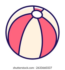 A vibrant beach ball illustration, a classic symbol of summertime fun, stands out with bold colors and clean lines, embodying playful relaxation.