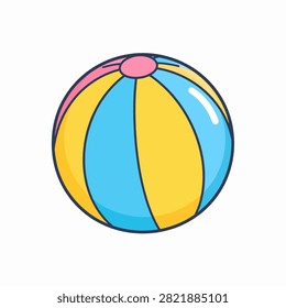 Vibrant beach ball with yellow, blue, and pink panels, perfect for outdoor fun, poolside activities, and summer entertainment for children and families.