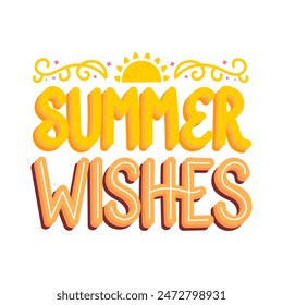 Vibrant beach lettering illustrations colorful quote for summer posters or merchandise in vector format.
