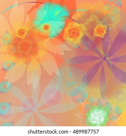 Vibrant beautiful chic modern abstract design with floral and geometric motifs 
