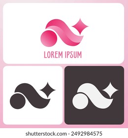 Vibrant Beauty logo with gradient pink shapes, wave, starburst, suitable for cosmetics and beauty brand