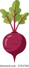 Vibrant beetroot with fresh green leaves on white background