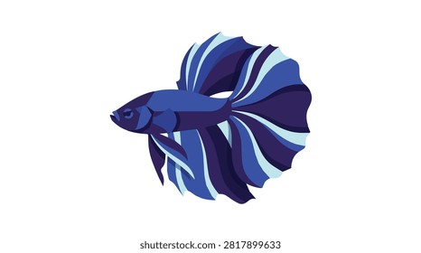 Vibrant betta fish with flowing fins in blue hues for aquatic, fishkeeping, aquarium, pet, underwater, nature, colorful, tropical themes