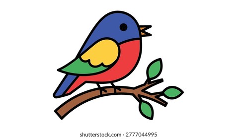 Vibrant bird with blue head and red breast