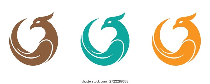 Vibrant bird logos white background. eagle for technology logo design. Rooster Leaf Nature Ecology Logo Free Vector.
