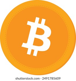 Vibrant Bitcoin symbol in an orange circle. Ideal for crypto projects, wallets, and blockchain presentations. Scalable and professional.