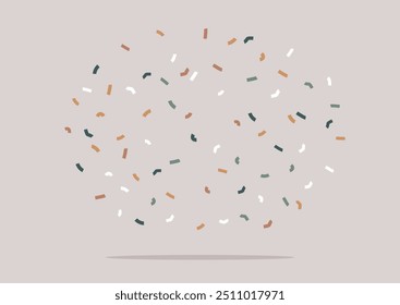 Vibrant bits of confetti float playfully against a delicate background, adding a festive touch to the atmosphere, perfect for a celebration or special event