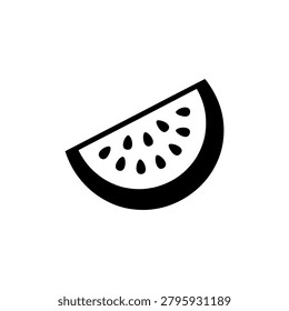 Vibrant black outlined watermelon slice showcasing dotted seeds ideal for healthy eating visuals or summer food branding