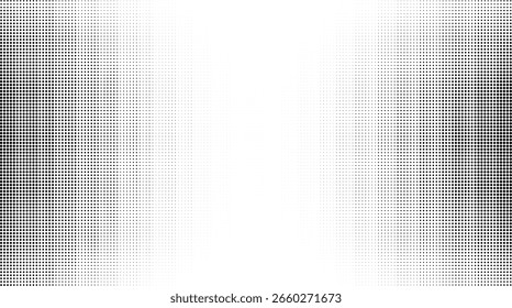 Vibrante patrón de punto semitono blanco y negro con un degradado de brillo central y efecto de desvanecimiento suave