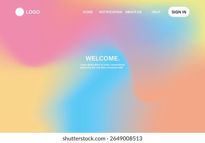 vibrant blend of pastel colors, creating a fluid, abstract design. Soft hues of peach, yellow, light green, and blue swirl together gradient.wallpaper for banner, poster, cover, flyer, presentation