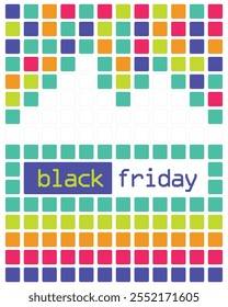 A vibrant blend of rainbow tones lights up the vector text "Black Friday," making it an eye catching centerpiece for advertising or celebratory sale announcements.