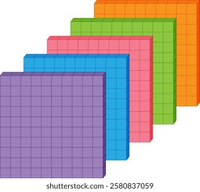 Vibrant blocks representing mathematical fractions and concepts
