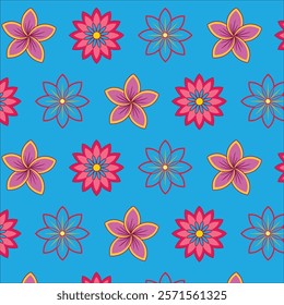 A vibrant blooming flower abstract pattern illustration featuring intricate floral designs with bold, symmetrical details. Perfect for digital art, wallpapers, textiles, and creative projects.