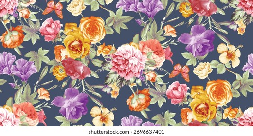 Vibrant Blossom Floral Seamless Pattern