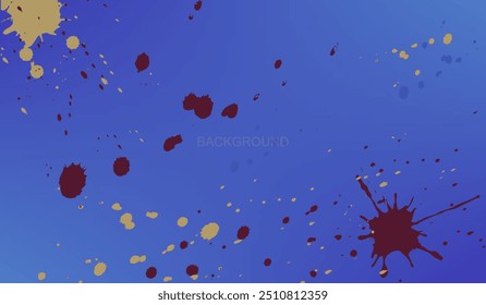 Vibrant Blue Abstract Background with Colorful Paint Splatters