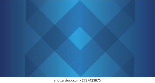 Lebendig blauer abstrakter Hintergrund mit überlappenden geometrischen Formen und diagonalen Linien, die einen dynamischen visuellen Effekt erzeugen