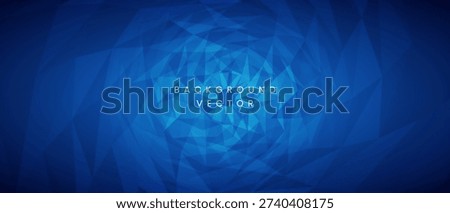 Vibrant blue abstract background featuring a low poly spiral of overlapping geometric triangles creating a sense of depth and motion