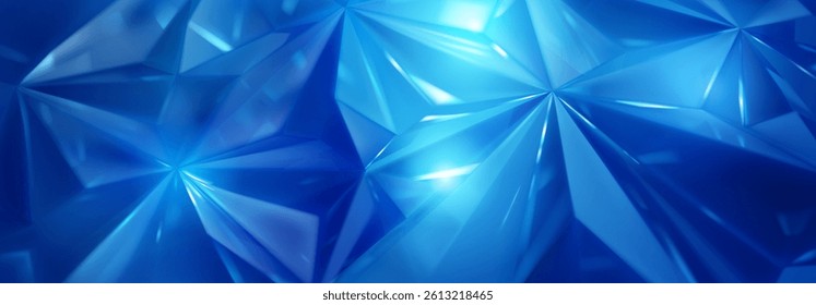 A vibrant blue abstract vector illustration of crystal background, featuring geometric shapes and light effects, creating a modern and attractive design.