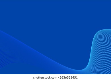 A vibrant blue background featuring gentle curved wave-like lines for abstract presentations, technology themes, and modern designs. abstract blue background