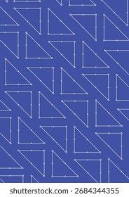 Fondo azul vibrante con un patrón geométrico blanco repetitivo de triángulos