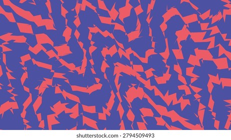 Vibrant blue background with scattered irregular red abstract shapes pattern