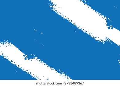 A vibrant blue background with white brush strokes, creating a dynamic and artistic feel features a bold and expressive design