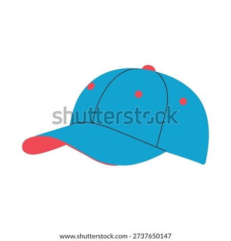Vibrant blue baseball cap with red accents and buttons