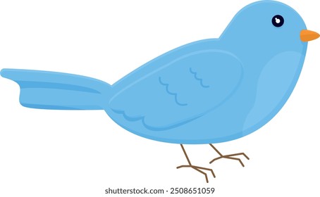 Vibrant blue cartoon bird illustration, perfect for nature-themed designs and children's projects
