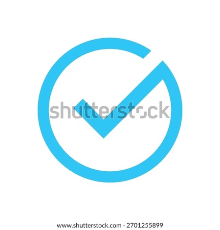 Vibrant blue checkmark icon within a partial circle. Signifies success, approval, completion, and confirmation. Useful for digital interfaces, web, and apps.