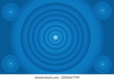 Vibrant blue concentric circles radiate from a glowing center, creating a mesmerizing abstract pattern. The dynamic design evokes a sense of depth and movement, perfect for modern art and digital back