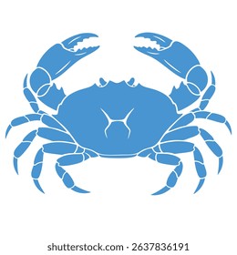 Vibrant Blue Crab Silhouette Ideal for Seafood Restaurant Logos