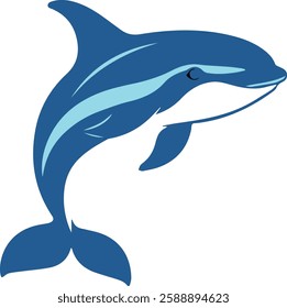 A vibrant blue dolphin leaping playfully, embodying the spirit of the ocean and marine life