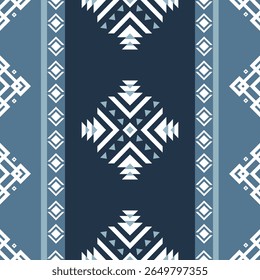 Vibrant Blue Ethnic Geometric Seamless Pattern Native American  Navajo Tribal Art Vector Design