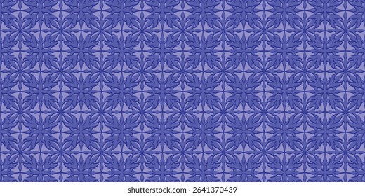 Vibrant Blue Geometric Floral Embossed Seamless Pattern