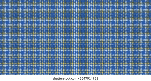 Padrão azul vibrante e dourado xadrez. Perfeito para projetos de design têxtil, fundos de site ou moda. Esta textura sem costura oferece uma sensação clássica, mas moderna, simbolizando ordem e sofisticação.