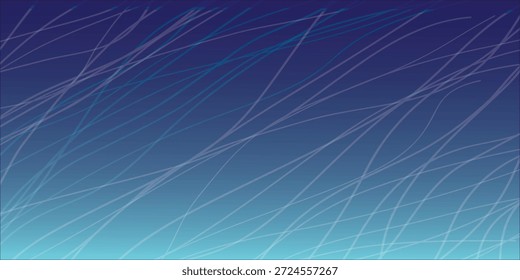A vibrant blue gradient background transitions from deep indigo to bright cyan, overlaid with a pattern of thin, dynamic white lines creating a sense of movement and modern design.