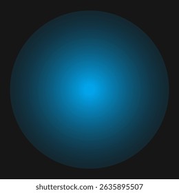 A vibrant blue gradient circle on a black background. The blue circle radiates from the center, creating a glowing effect. Blue circle stands out vividly. Background with copy space, vector.