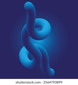 Vibrant Blue Gradient Fluid Spiral with Dynamic Organic Flow and Bright Glow