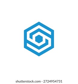 Vibrant blau sechseckige Buchstaben-Logo mit komplizierten geometrischen Linien, ein ideales abstraktes Symbol für moderne Branding, Technologie und sichere digitale Kommunikationskonzepte