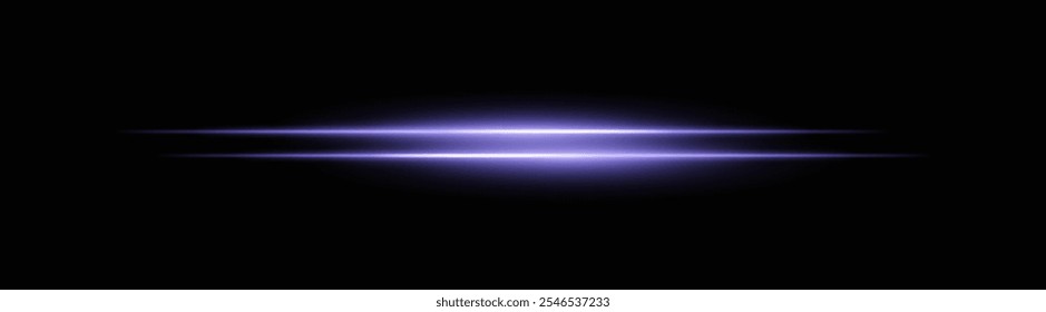 Vigas de luz Horizontal azul vibrante con un brillo suave y un desvanecimiento suave. Efecto de neón brillante sobre un fondo oscuro, perfecto para crear un acento de iluminación dinámico