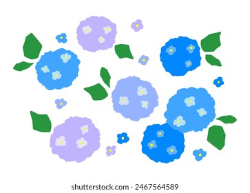 Una vibrante ilustración de hortensias azules