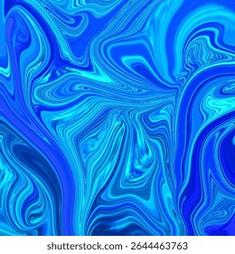 Vibrant blue liquid swirl abstract background with dynamic flow. Ideal for tech, creativity, or digital design themes.