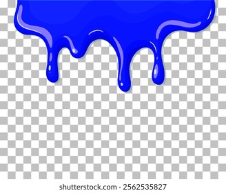 Vibrant blue paint dripping on a checkered surface