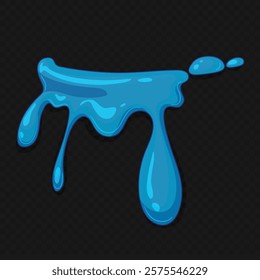 Vibrant blue paint splash illustration, featuring glossy drips and a dynamic shape. Ideal for creative projects, backgrounds, or artistic designs.