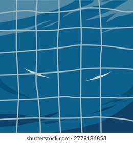 Vibrant blue pool tiles under shimmering water illustration
