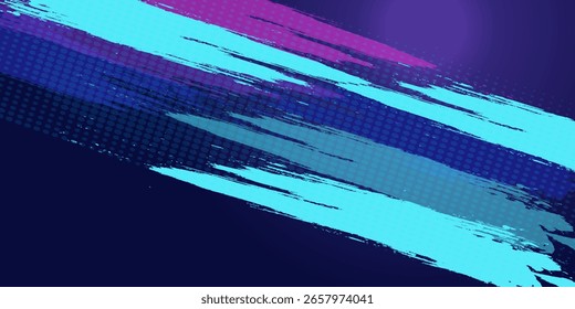 Azul vibrante e roxo escova textura efeito meio-tom Grunge esportes fundo para Banner dinâmico ou Poster Design com energia e atmosfera ativa