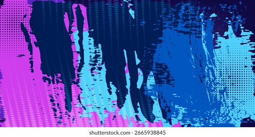 Vibrant Blue and Purple Brush Texture Halftone Effect. illustration eps 10